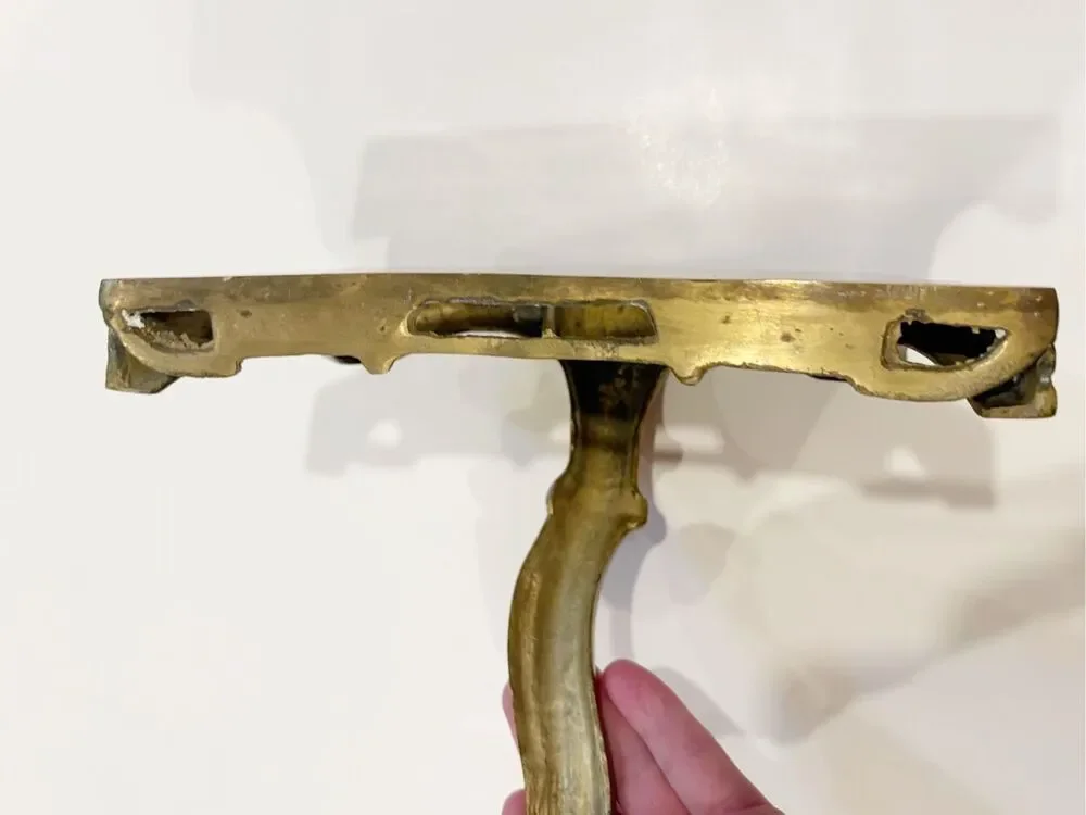 VTG Solid Brass Display Shelf Ornate Scroll Wall Decor
